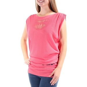 UM GEE Womens Coral Sleeveless Jewel Neck Top Size: S